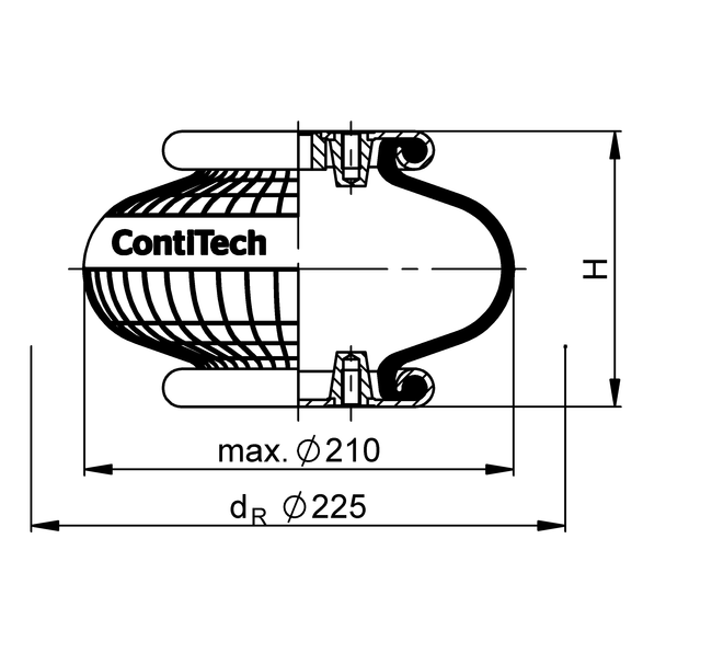 FS 100-10 CI G1/4 | Continental ContiTech קפיץ אוויר מפותל יחיד