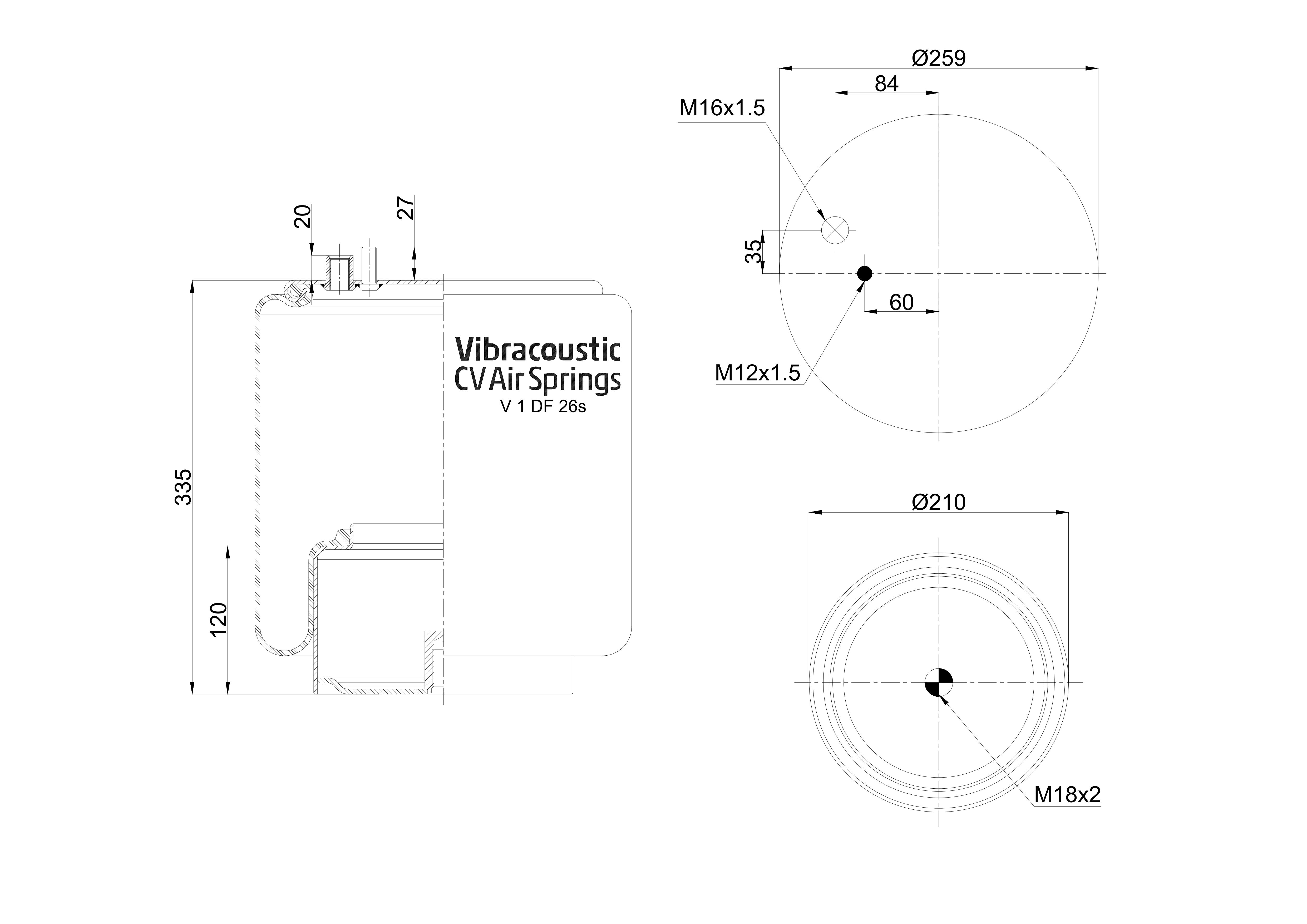 V 1 DF 26S-2 | Vibracoustic Aircruise ኤር ስፕሪንግ ለ Dongfeng Kinland የጭነት መኪና