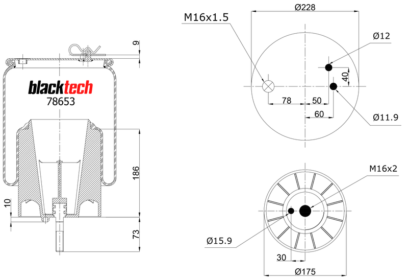 RML 78653 CP | Blacktech luftfj&auml;der f&ouml;r Scania P, G, R, T-serien lastbil