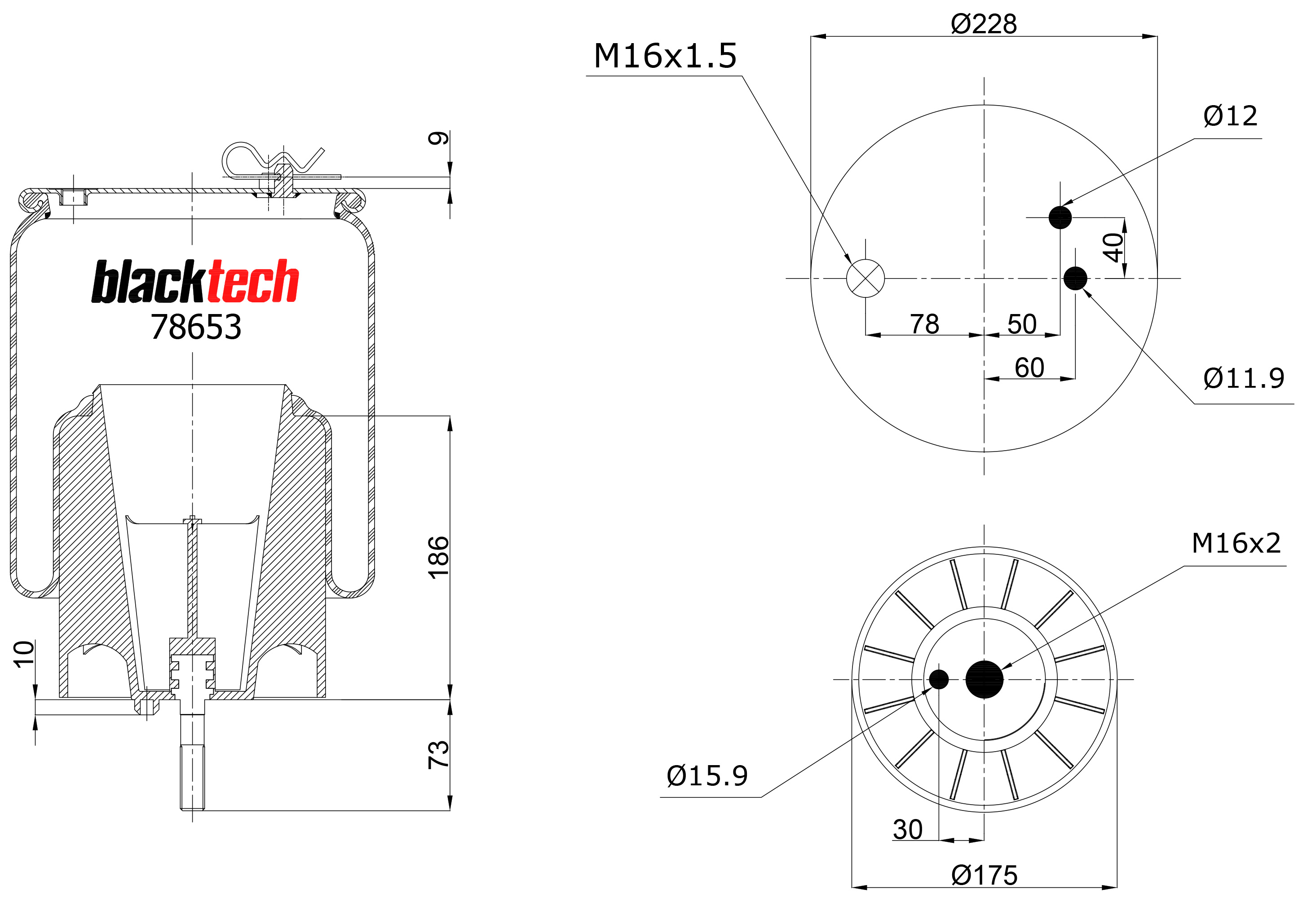 RML 78653 CP | Blacktech luftfj&auml;der f&ouml;r Scania P, G, R, T-serien lastbil