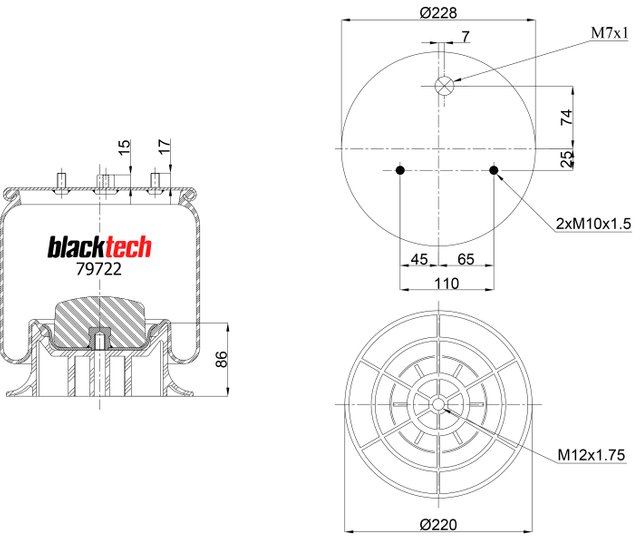 RML 79722 CP2 | Blacktech luftfjeder til Scania P, G, R, T-serie lastbil