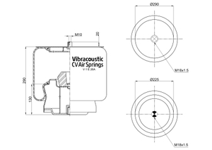 V 1 E 26A-32, OE č. 2935-00913 | Vibracoustic Aircruise Air Spring pro autobus Yutong