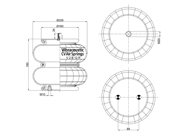 V SP 2 B 12 R-12 | Vibracoustic Aircruise Molla pneumatica per Hendrickson Assale