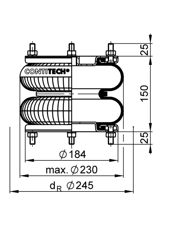 FD 138-18 1/2 M10 | Molla pneumatica ContiTech per semirimorchio SAMRO