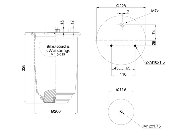 V 1 DK 15-917 NP | Vibracoustic Aircruise สปริงลมสำหรับ IVECO Daily รถยนต์เพื่อการพาณิชย์ขนาดเล็ก